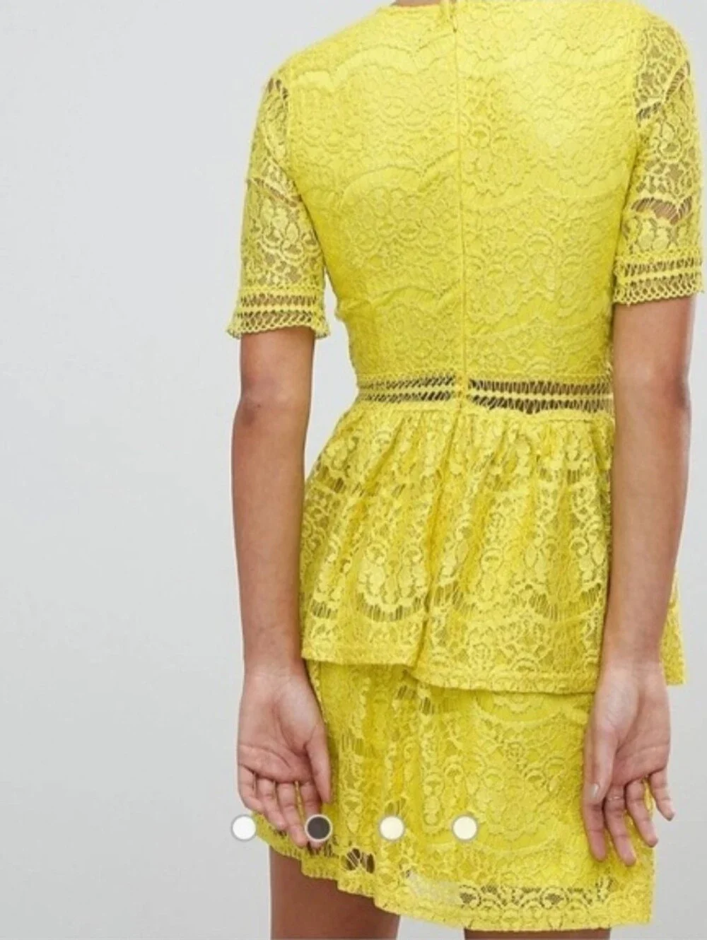 Missguided Chartreuse Lace Fit & Flare Dress Size US 10